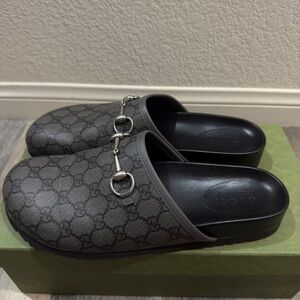 Gucci Gray Loafers with Silver Detail